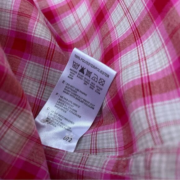 Odlo Pink Plaid Button Down Rugged Top Blouse Shirt Designed for Layering Size S - Picture 13 of 13